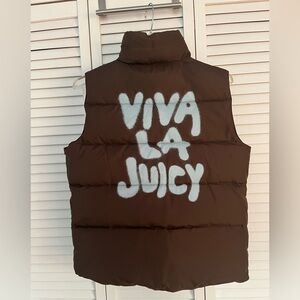 Juicy Couture "Viva La Juicy" Reversible Down Puffer Vest Y2K Brown Mint Size M